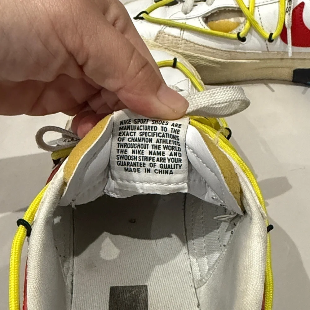 Nike Sneakers in Red, Yellow, and White off white Nike blazers